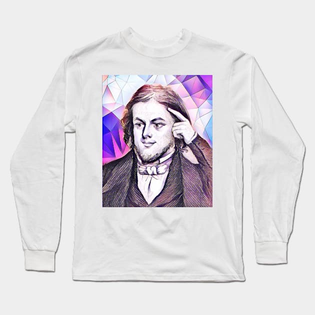 Rufus Wilmot Griswold Pink Portrait | Rufus Wilmot Griswold Artwork 8 Long Sleeve T-Shirt by JustLit